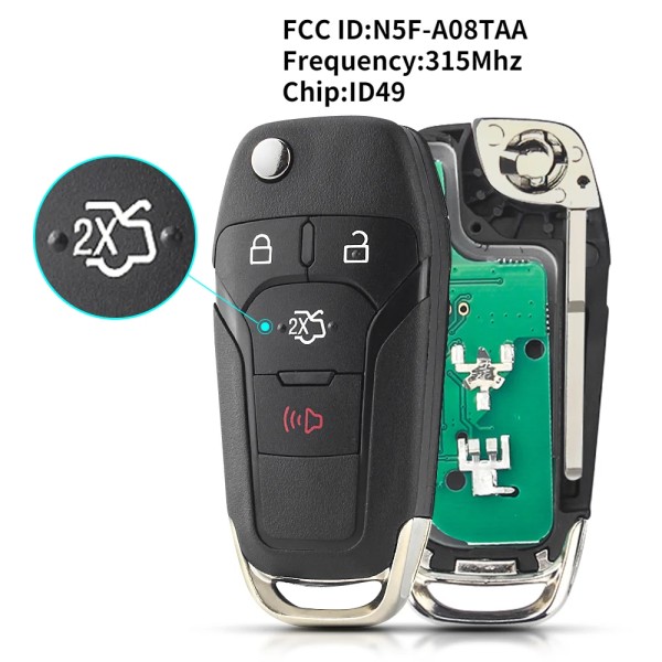 Ford Fusion 4 Button Flip Key Remote 2013-2017 For N5F-A08TAA | Aftermarket